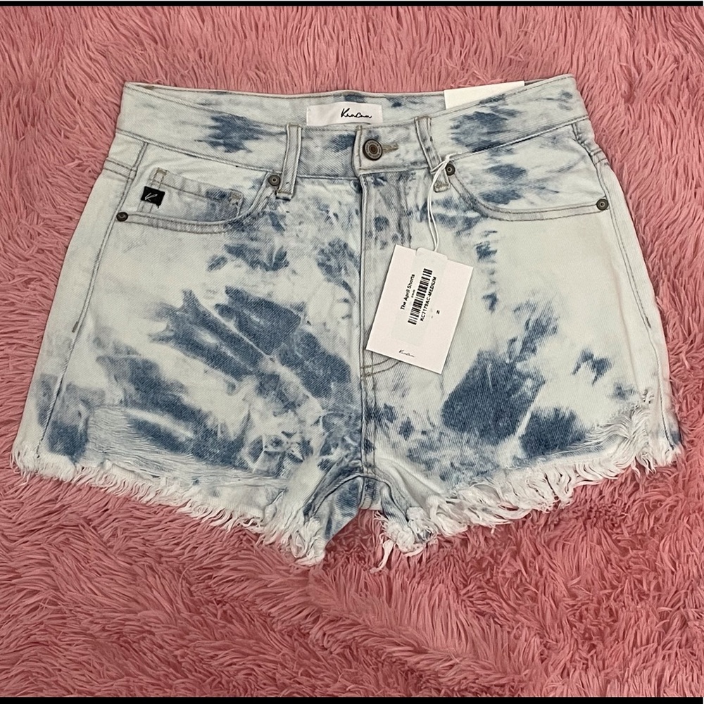 KanCan Bleach Washed Jean Shorts with Raw Hem